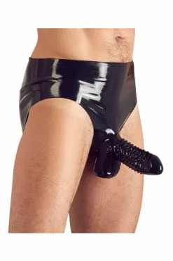 Latex Slip Met Penis Sleeve En Stimulatie Nopjes